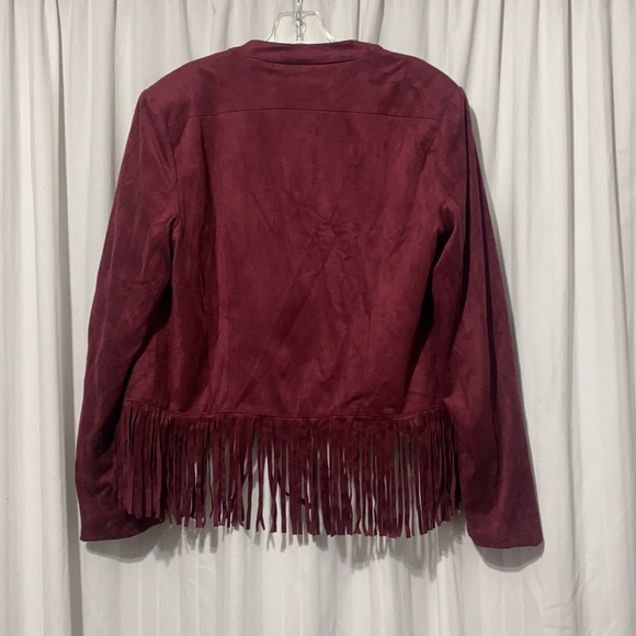 Marc Bouwer Maroon Velvet Fringe Blazer - Picture 4 of 4